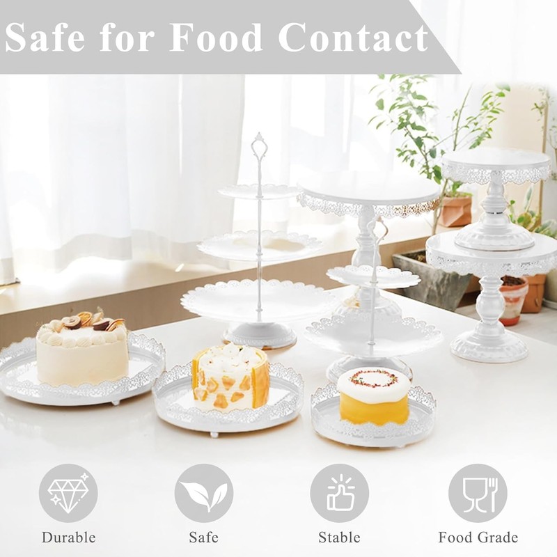 Set of 9 Cake Stands Metal Cupcake Stand Set Multiple Styles Candy Fruit Display gallery