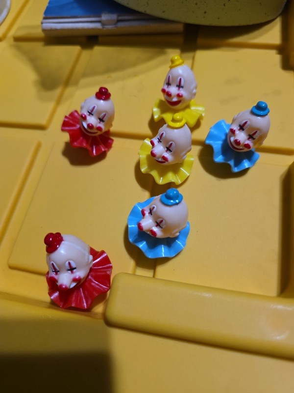 Vintage Clown Head Cake Cupcake Toppers ~ Set Of 6 ~ Blue, Red, Yellow gallery