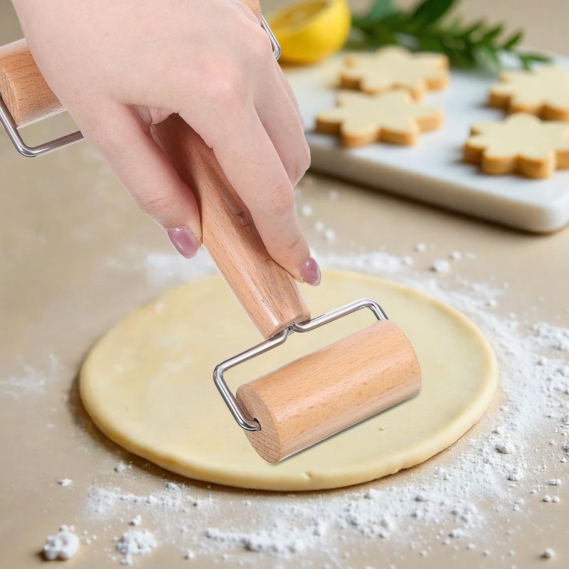 2 Pcs Baking Wooden Rolling Pins Non-Stick Baker Pastry Roller Set T-shape Pi... gallery