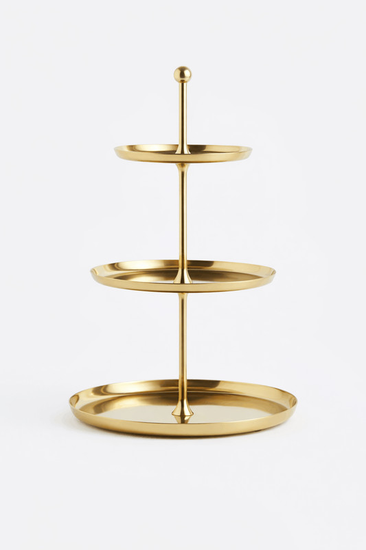 Gold 3 Tier Serving Stand | Ball Finial Cake Stand | Handcrafted Metal Stand |