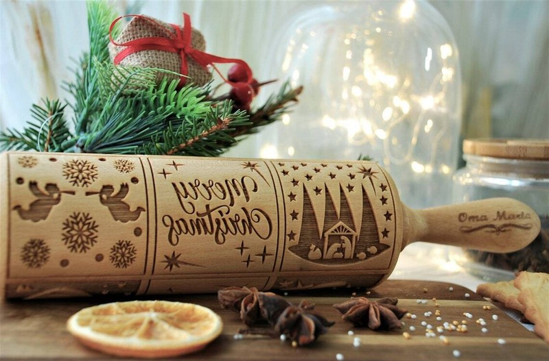 Nativity Embossed Rolling pin Springerle cookie mold Cutter Xmas gifts Christmas gallery