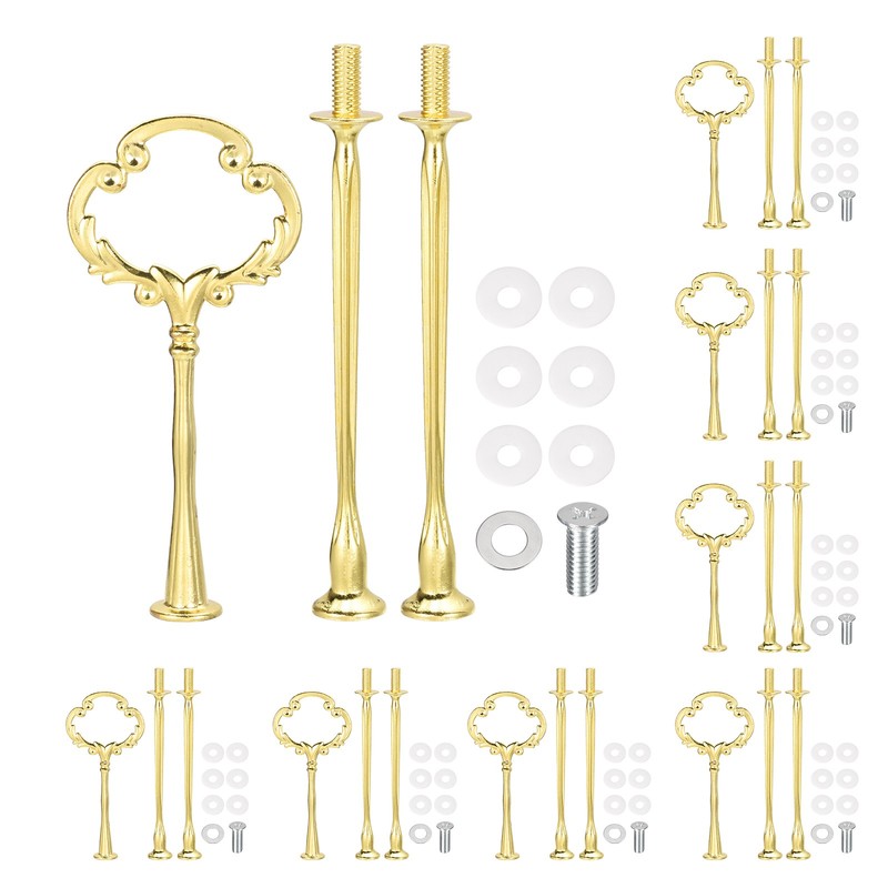 8 Set Cake Tray Stand Handle Plate Hardware 3-Tiers Mini Sunflower Gold