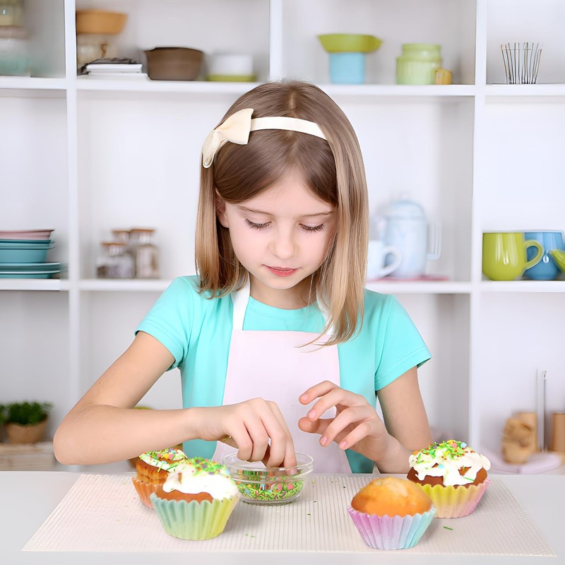 600 PCS Mini Cupcake Muffin Liners Gradient Color Paper Baking Cake Mold gallery
