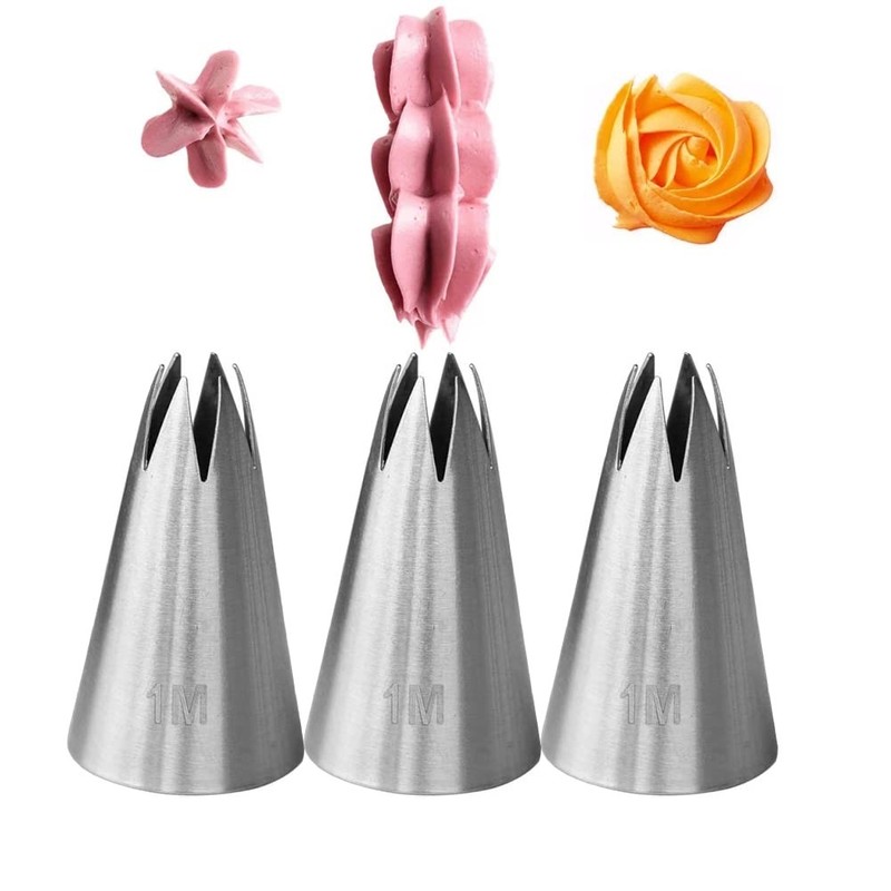 1M Piping Tip for Cake Decorating,Seamless Icing Tips,3 Pcs Decorating A