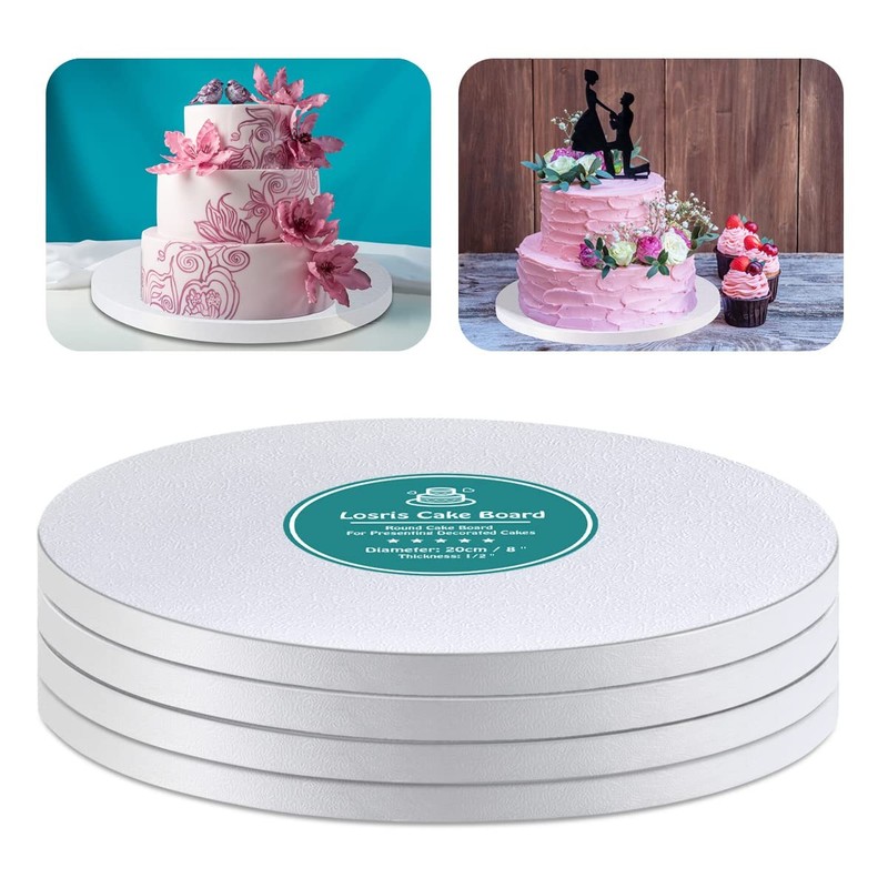 White Cake Drums Round 6 Inch Boards with 1/2-Inch 6 (4 PCS),