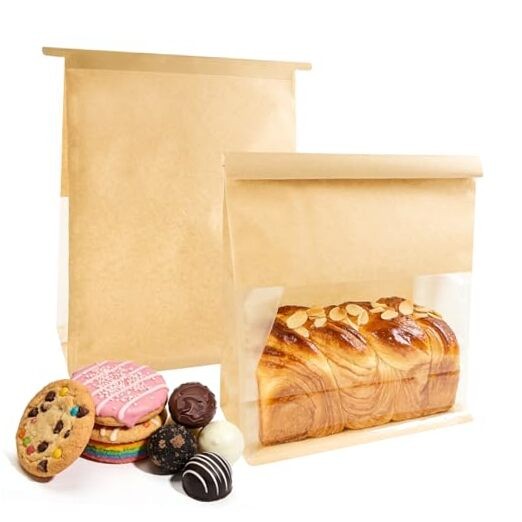 20 Pack Large Paper Bread Loaf Bags with Tin Tie Tab Lock for Homemade