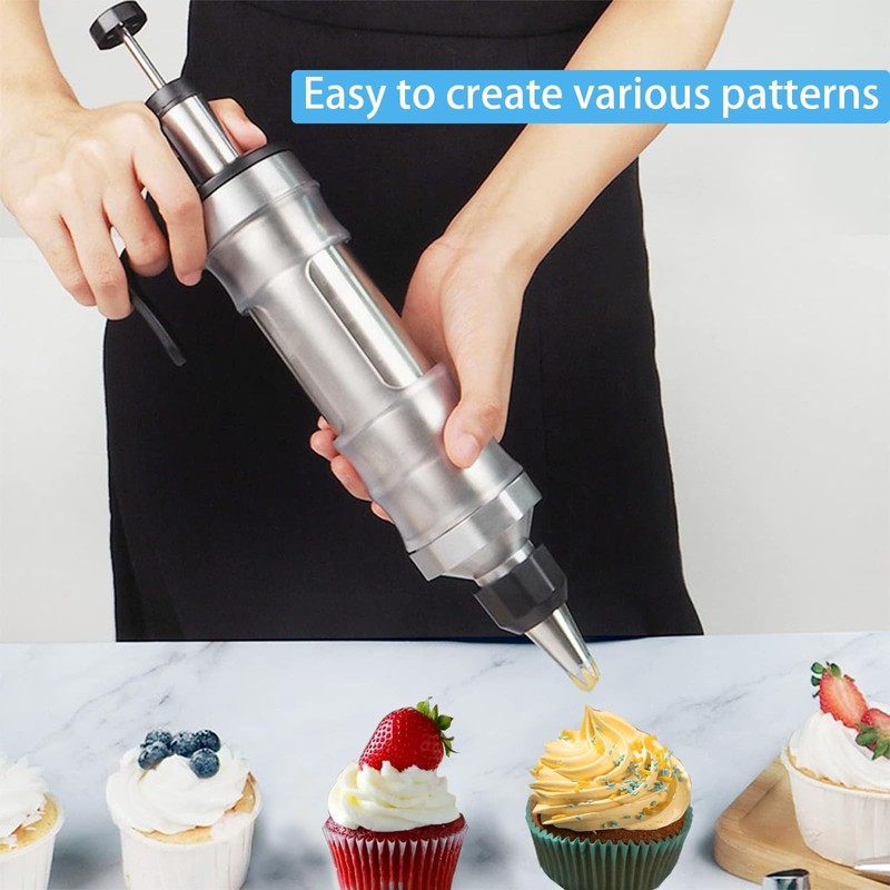 Dessert Decorating Syringe Set, Icing Piping Kit Stainless Steels Cake Decora... gallery