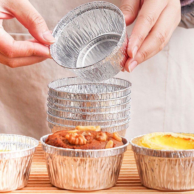 30Pcs Plated Silver Foil Egg Tart Cups and Muffin Baking Molds for Kitchen Use gallery