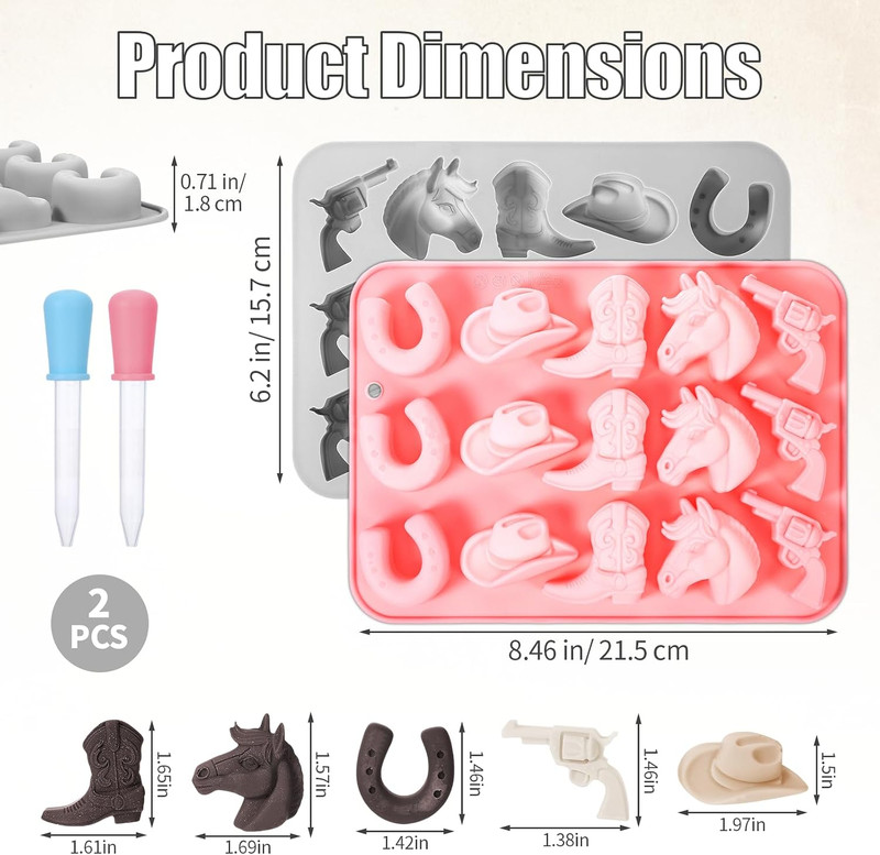 2 Pcs Cowboy Chocolate Molds Silicone, Chocolate Silicone Mold Shaped gallery