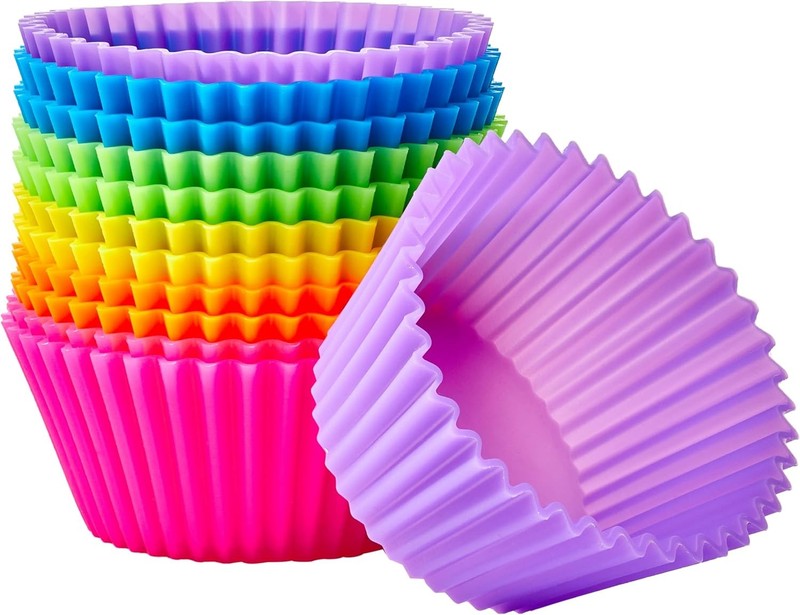 12 Reusable Silicone Baking Cups Cupcake Liners Non Stick Flexible BPA Free Mold gallery