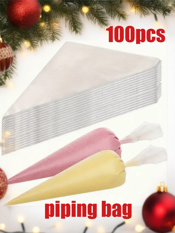 100 Pcs Christmas Piping Bags 27X17Cm, Disposable Decorating Bags for Cake Cooki