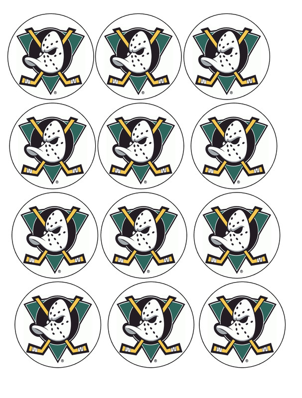 set of 12 mighty ducks hockey, edible paper, cupcake cookie toppers CHOOSE SIZE