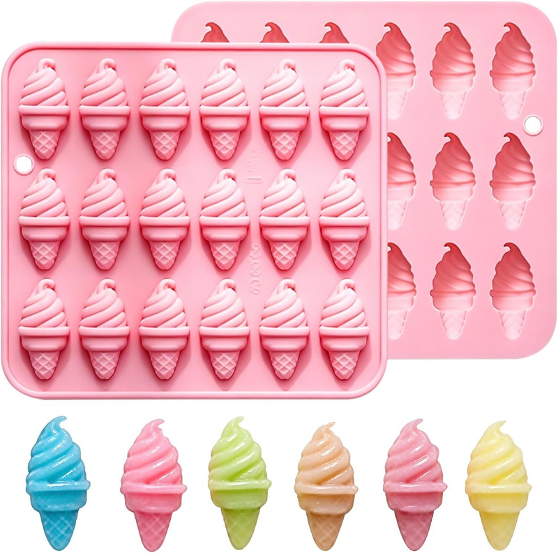 Silicone Ice Cream Mold, 18-Cavity Ice Cream Shapes Chocolate Candy Mold, Mini P