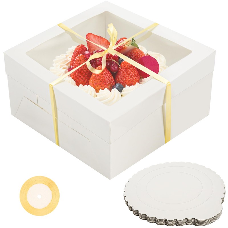 20 Pack White Cake Boxes with Window Cajas Para Pasteles 12x12x6 Inches with …