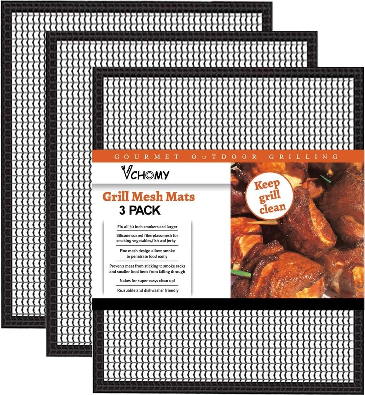 Grill Mesh Mat Set of 3 – Heavy Duty BBQ Non-stick Cooking Sheet Liners Reusable