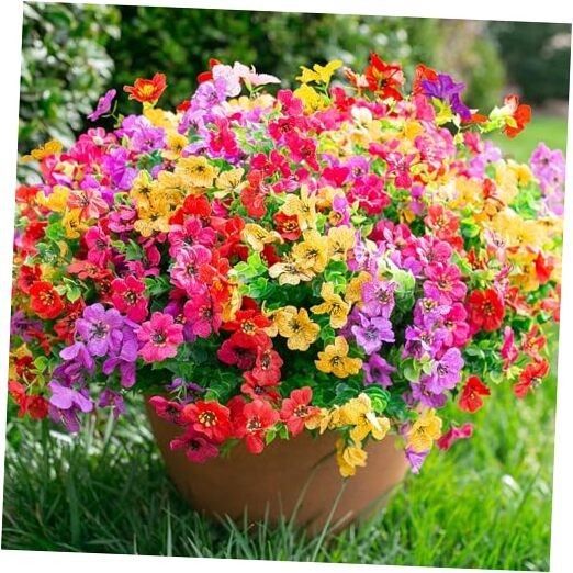 florisso Artificial Flowers for Outdoors Daisy 12 Purple Pink Yellow Red