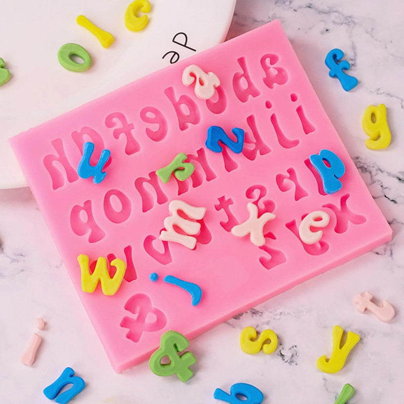 Silicone Letter Fondant Molds, 4Pcs | Non-Stick, 26 Letters and 0-9 Numbers C…