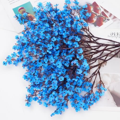 Fake Flowers Artificial Flowers Real Touch Silk Flowers Faux 10 Pcs Blue gallery
