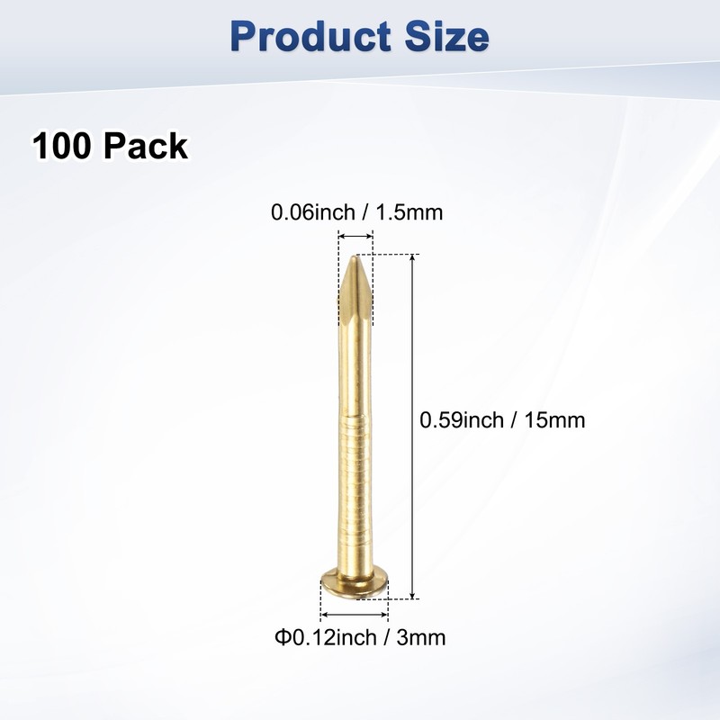 100-Pack Small Nails, 1.5mm x 15mm Brass Nails Round Head Hardware gallery
