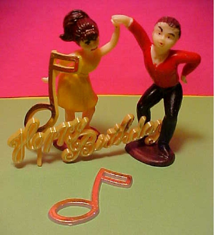 Wilton 2 teens Dancing Cake Toppers Happy Birthday sign GO GO DANCERS