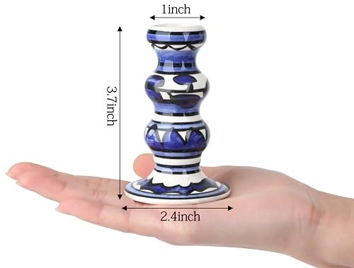 Painted Ceramic Vase Colorful Bud Vase Set of Small Flower Vase Rustic 3 Blue gallery