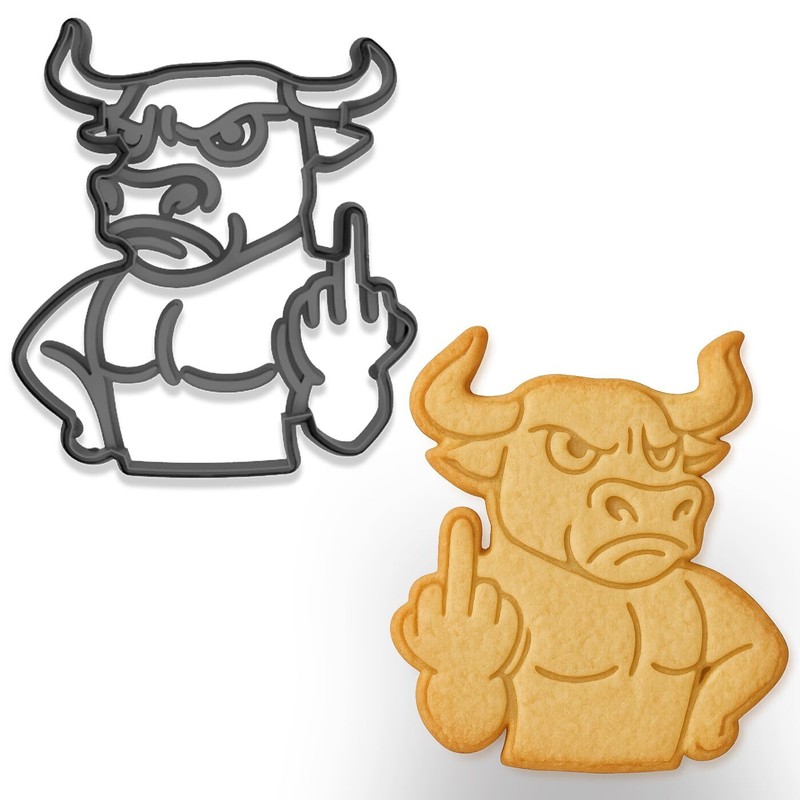 Angry Bull Middle Finger Cookie Cutter - 4x3.4"(Random Color) gallery