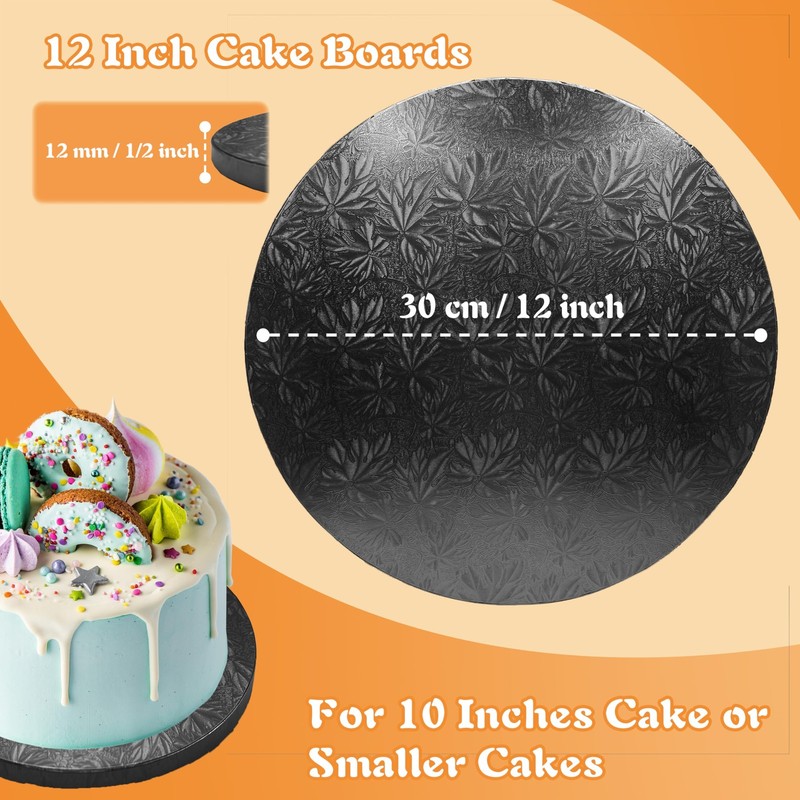 12 Inch Cake Drums,Black Cake Boards 12 Inch Round(4-Pack),1/2 Inch Thick Cak... gallery