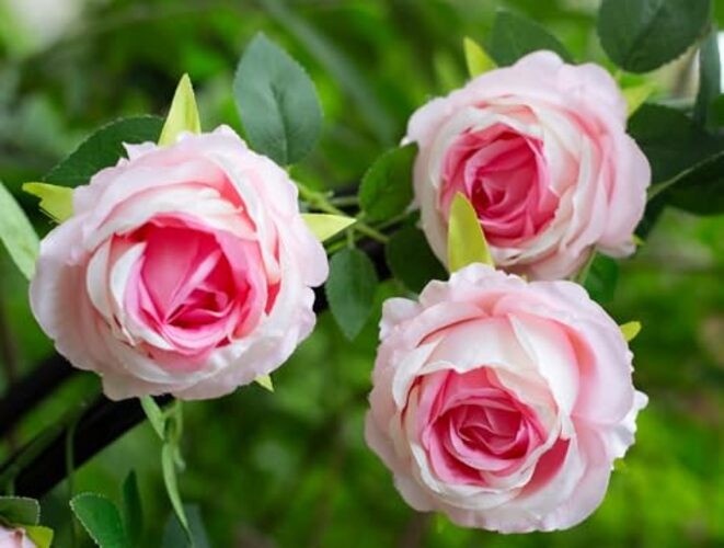 2Pcs 12Ft Bendable Artificial Flower Garland Faux Rose Vine Hanging 2pcs Pink gallery