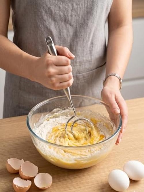 Seamless Dough Whisk - 11.4 Inch 304 Stainless Steel Danish Dough Whisk, Bread gallery