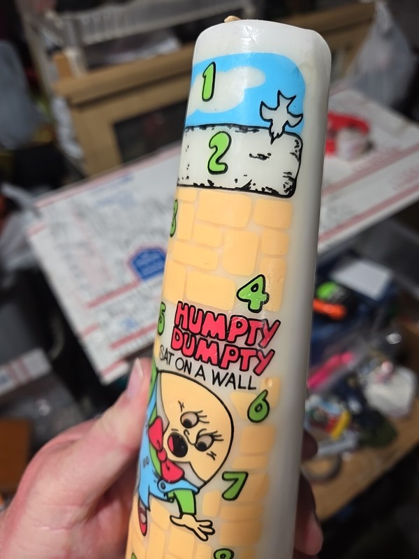 Vtg Humpty Dumpty Happy Birthday Pillar Candle 11.5 Inch gallery