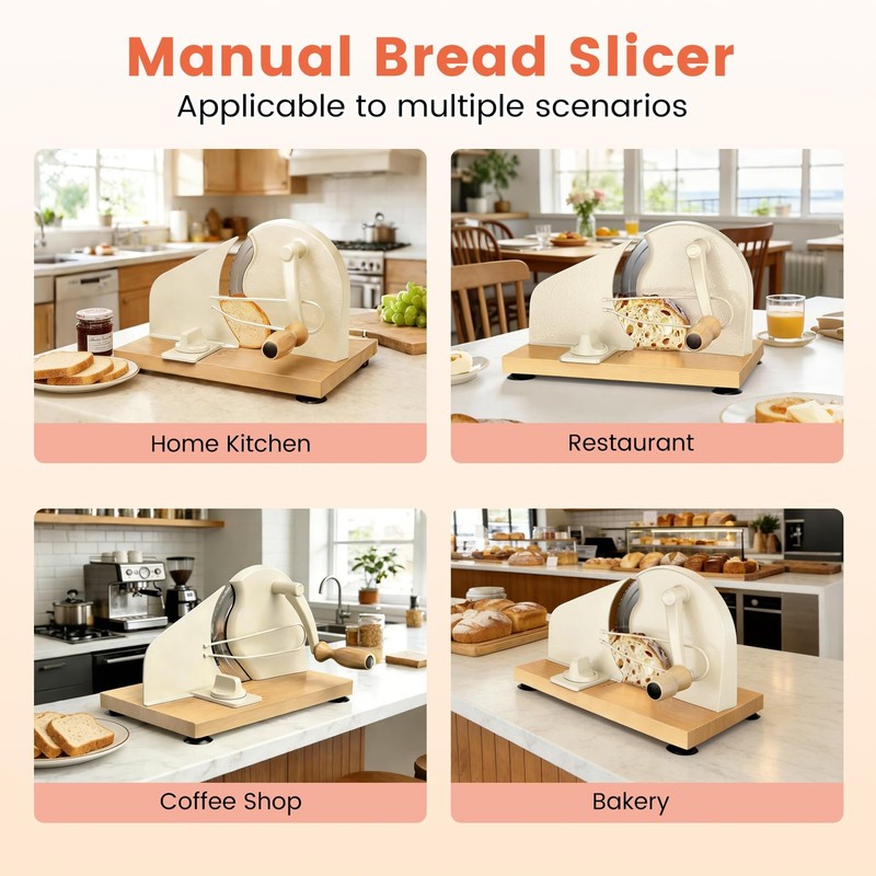 Manual Bread Slicer Adjustable Thickness Sourdough Sandwich Cutter Hand Crank gallery
