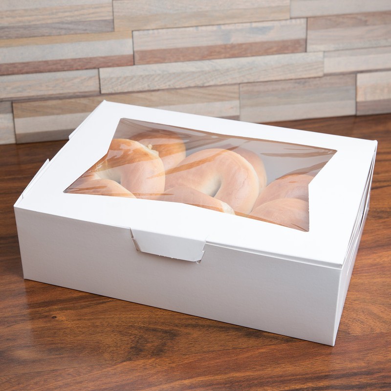 200 CASE 14" x 10" x 4" White Window 1/4 Sheet Cake Cupcake Donut Bakery Box gallery