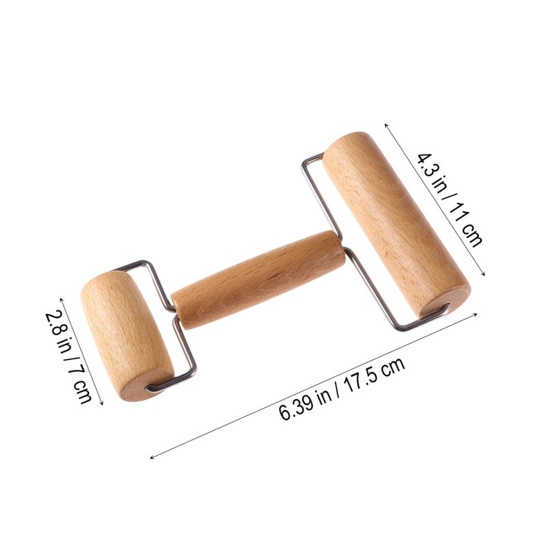 T Shape Wooden Rolling Pin Baking Dough Roller for Pasta Cookies Pizza 19x7.5 cm gallery