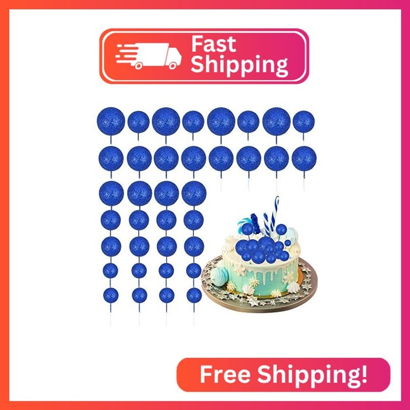 30Pcs Glitter Balls Cake Topper Foam Ball Cake Picks Mini Balloon DIY Cake Inser
