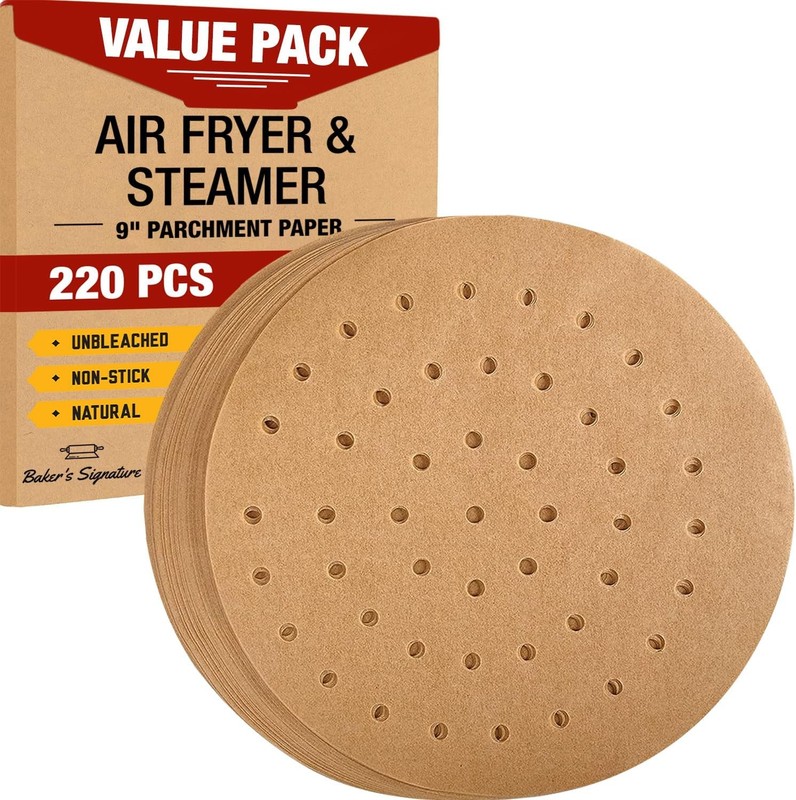 9″ Steer Paper, Air Fryer Round Parchment Paper Liners – 220pcs
