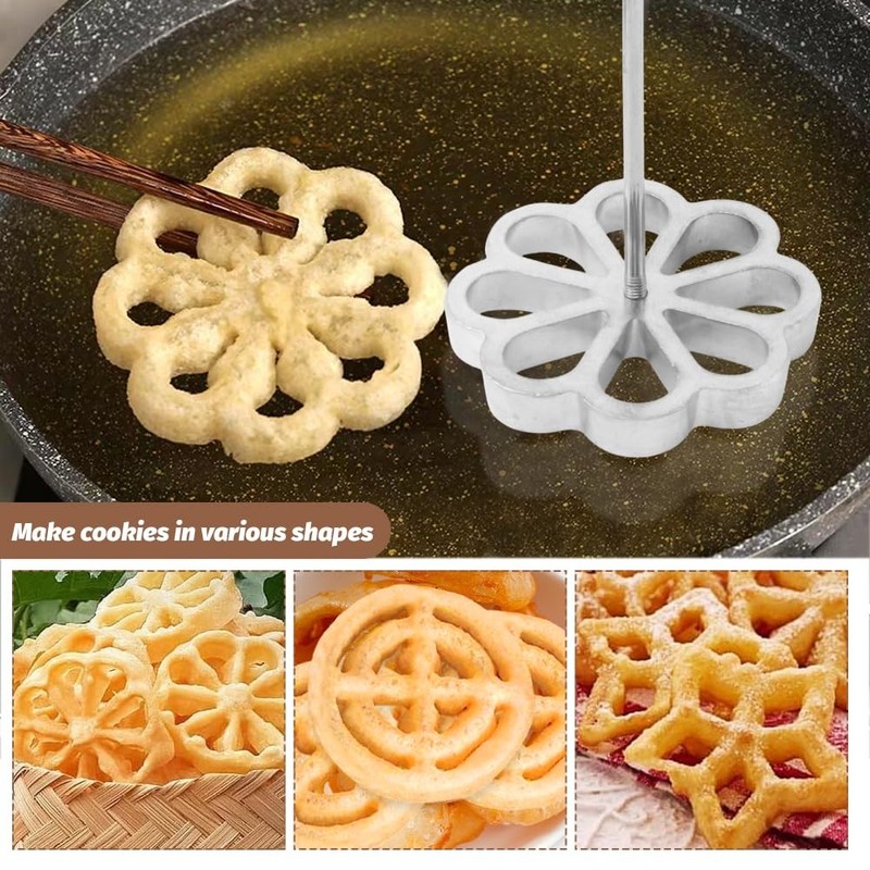 3Pcs Rosette Iron Set,Bunuelos Mold with Handle,Aluminum Alloy Bunuelos Cooki... gallery