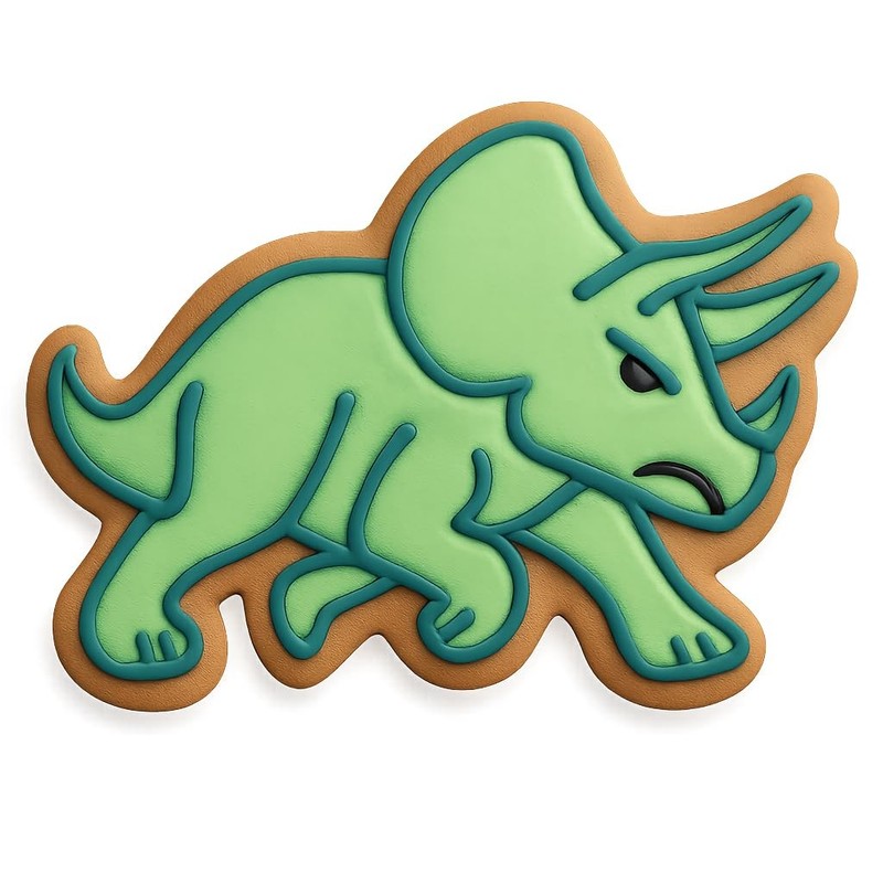Charging Triceratops Cookie Cutter & Stamp - 4x3.2" Fun Dino Baking Tool gallery