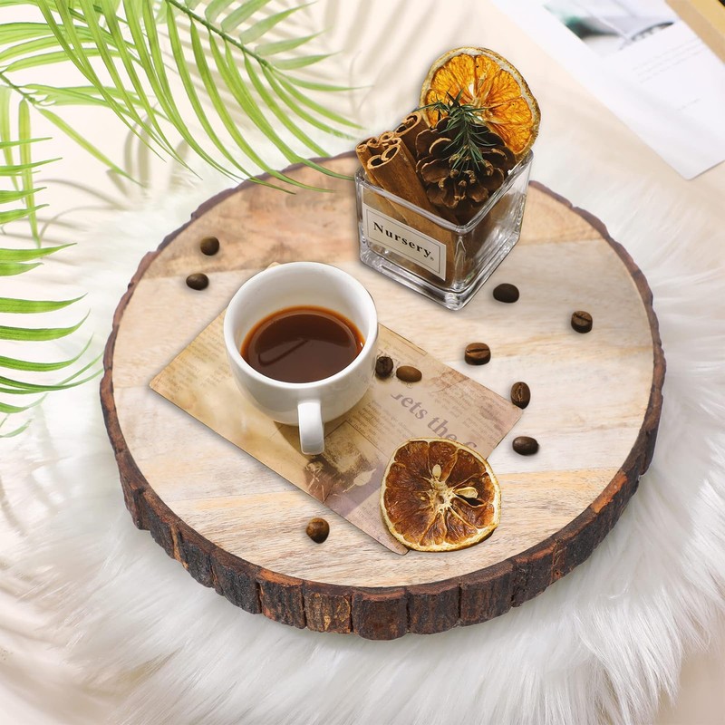 Mango Wood Cake Stand – Rustic Round Wooden Dessert Display with Pedestal Bas... gallery