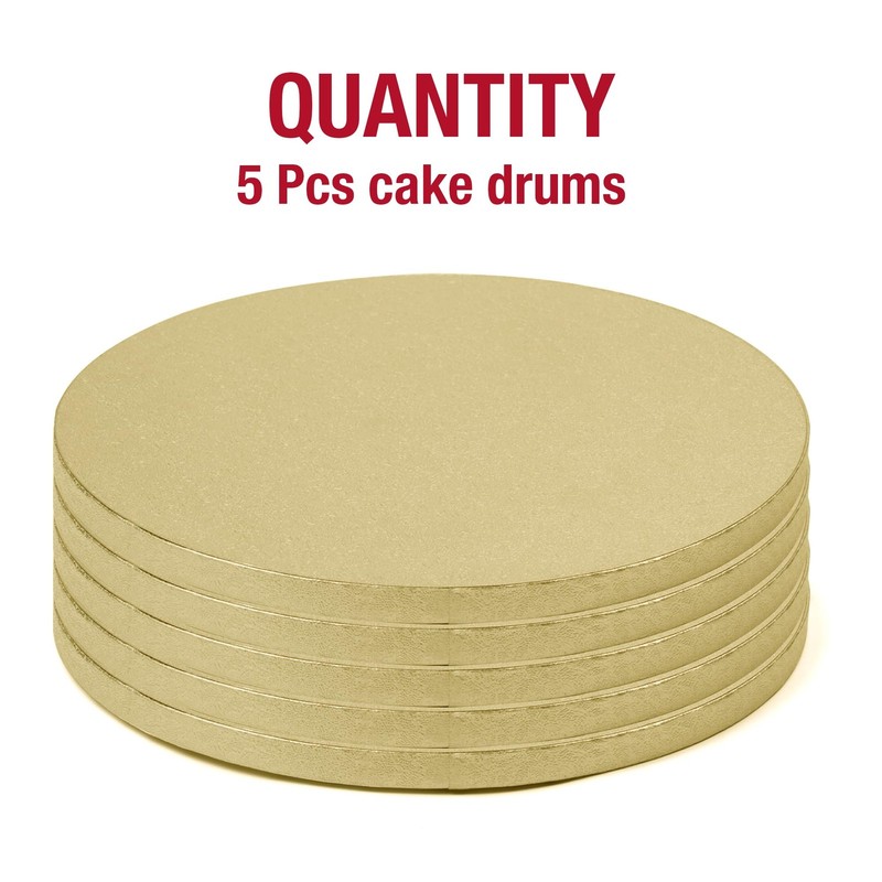 5Pcs 10 Inch Gold Round Cake Boards, 1/2inch Thick Sturdy Cake Drums with Smo... gallery