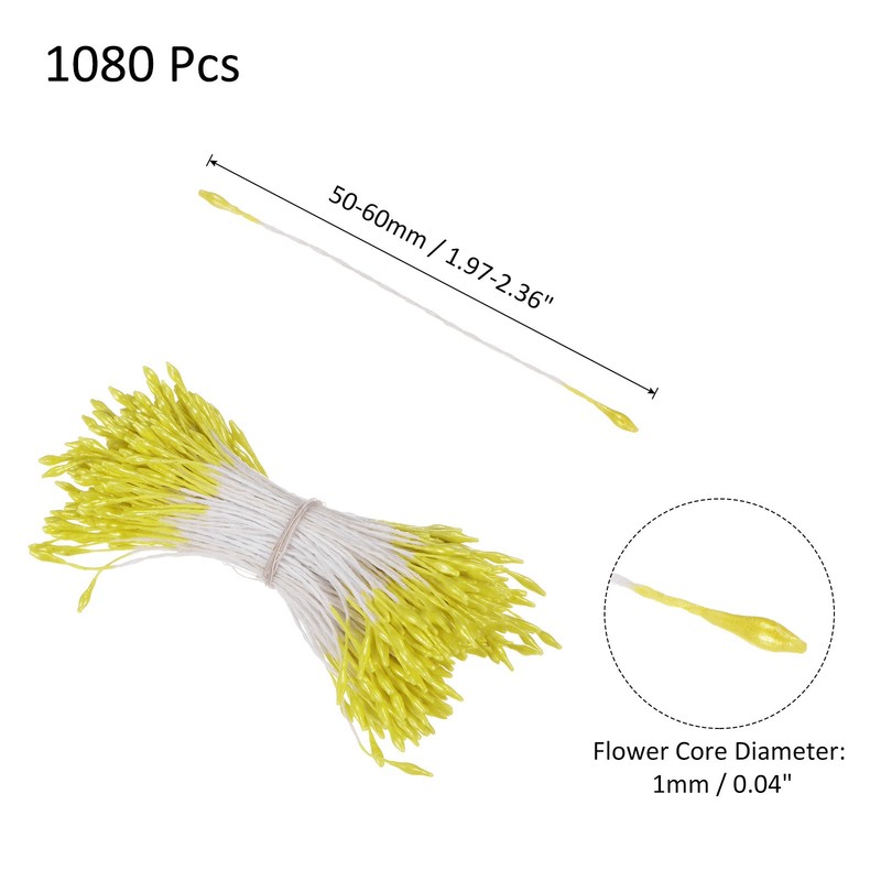 1080 Pack Double Heads Flower Stamen-1mm Flower Pistil for DIY(Yellow) gallery
