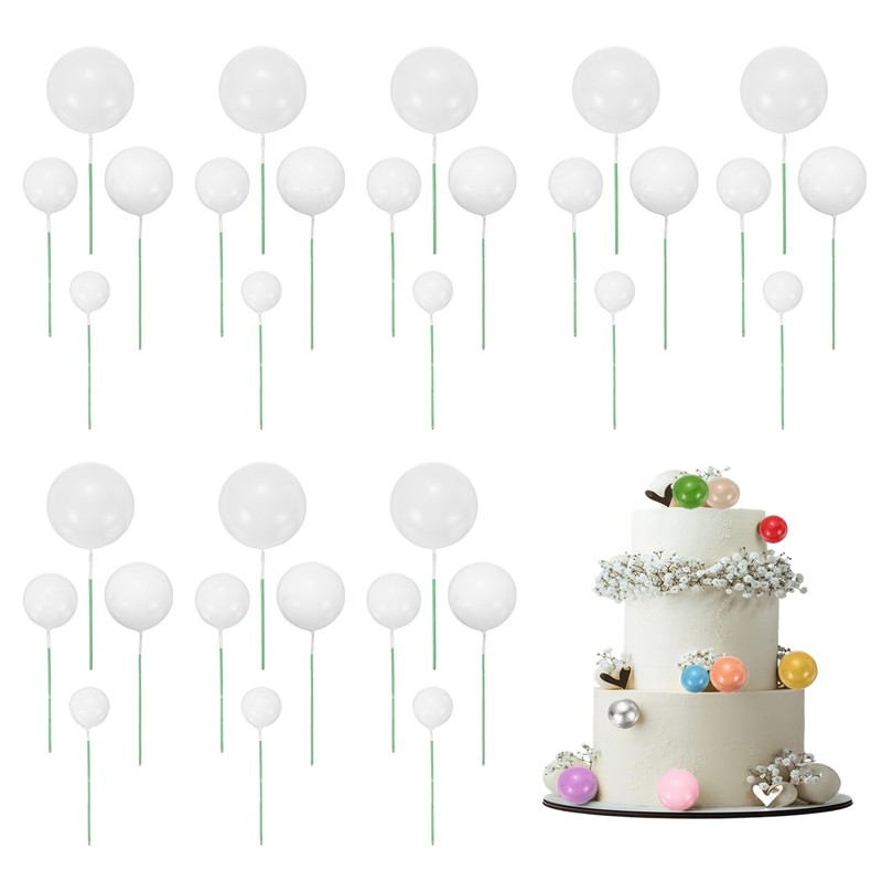 32Pcs Foam Balloons, Cupcake Insert Cake Toppers Cakes Decoration, White