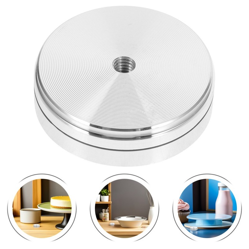 2 Pcs Swivel Dining Table Base Alloy Turntable Bearing Cake Board Aluminum for gallery
