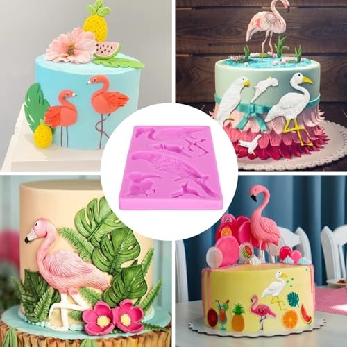 Fondant Molds, Silicone Flamingo Birds Mold 3D Bird Fondant Mould Flamingo gallery