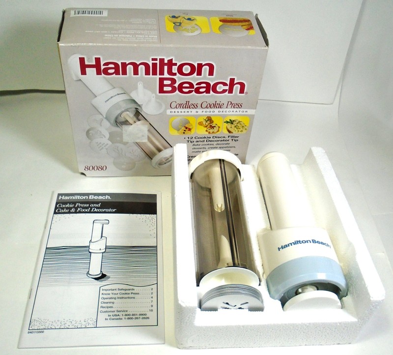Hamilton Beach Cordless Cookie Press Dessert & Food Decorator – 80080 – Tested