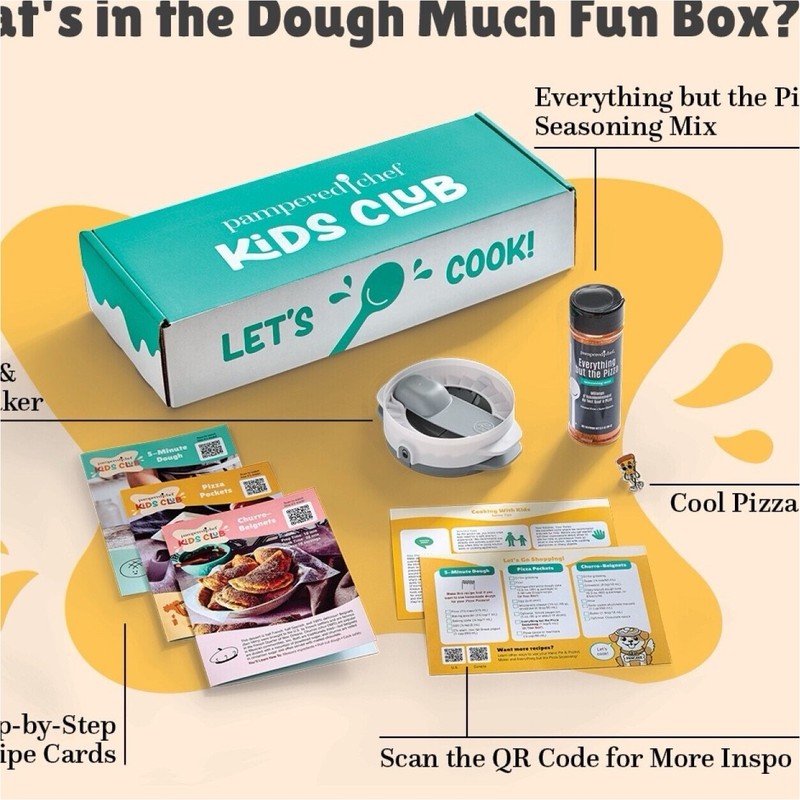 Pampered Chef Kids Club Dough Much Fun Box Baking Kit w/ Recipe Cards