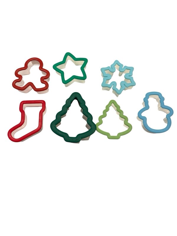 Holiday Cookie Cutter Set – Multicolor Tree, Star, Snowflake, Stocking, Lot of 7