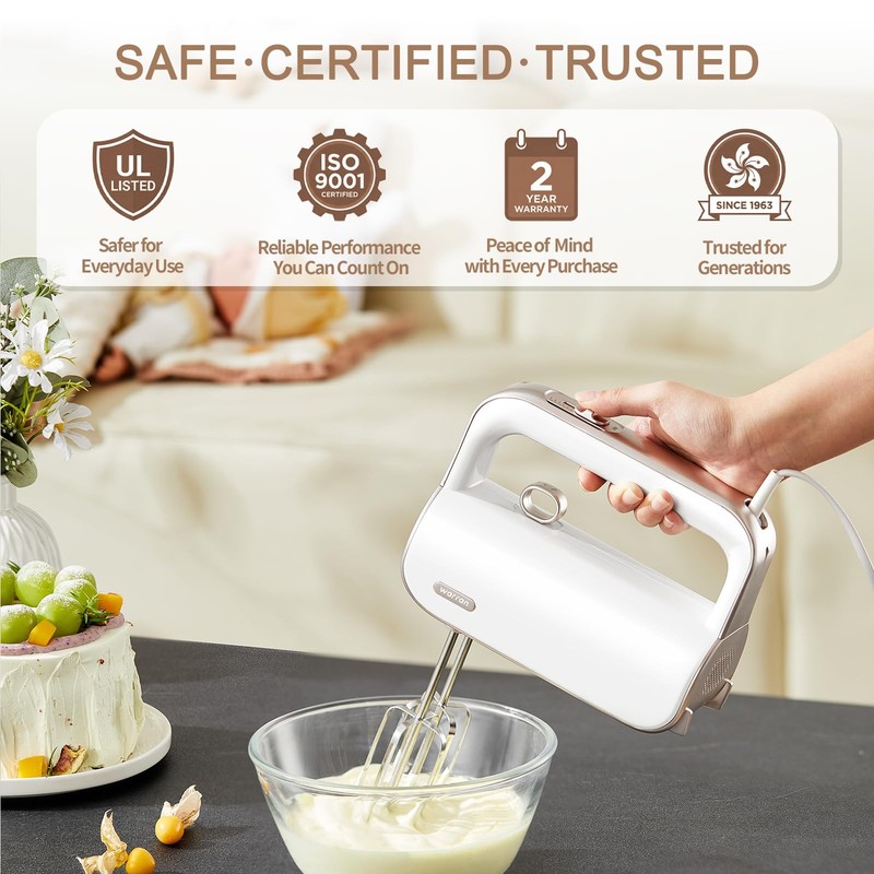 Master 4-in-1 Hand Mixer with Turbo Boost, Stainless Steel Whisk, Beaters, Do... gallery