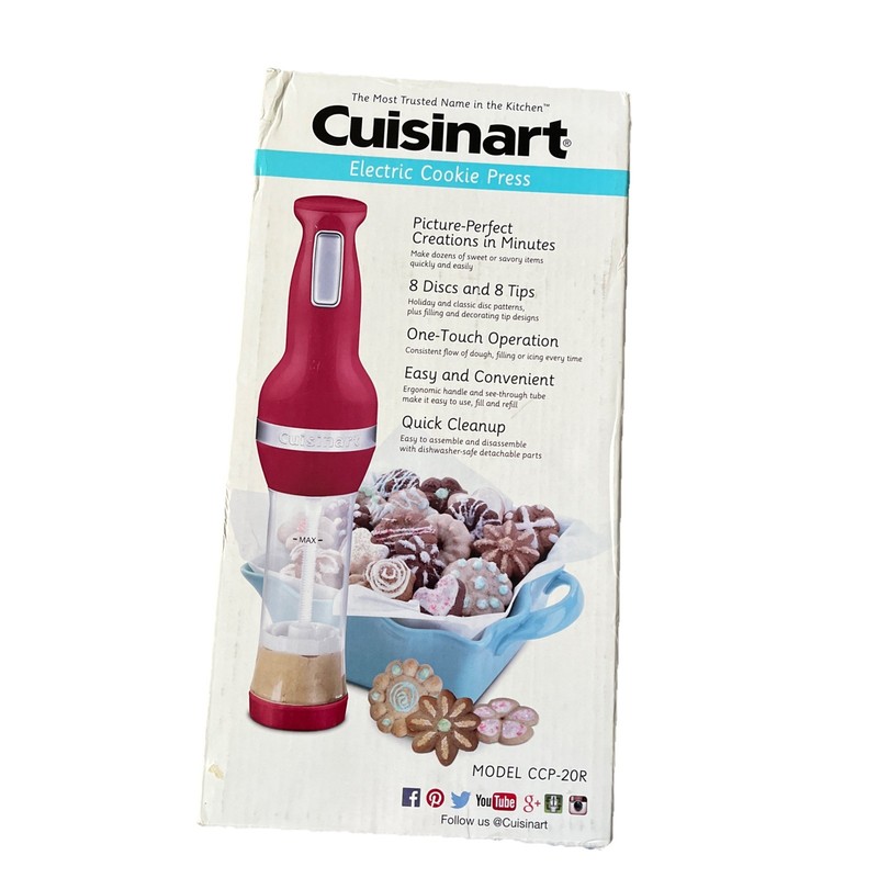 Cuisinart CCP-20R RED Electric Cookie Press, 8 Discs 8 Tips – Complete & Tested