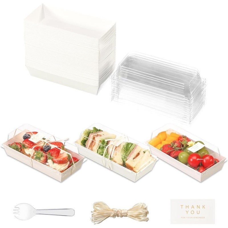 100pcs Charcuterie Boxes W/ Lids Sporks Stickers Ribbons Bakery Events Catering