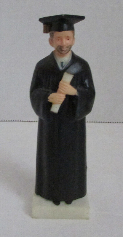 VINTAGE Art Plastics Graduation Graduate w/Beard Cake Topper Figurine 4″